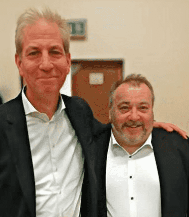 Parteifreunde: Dr. jur. Klaus Schüle und Christoph Brender